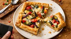 冷凍パイシートで簡単「野菜たっぷりタルト・サレ」—切ってのせて焼くだけ