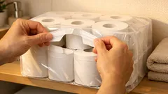 トイレットペーパーの袋は端から破らないで 真ん中から開けると収納が整う