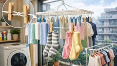 部屋干しの洗濯スペースが足りない日に 洗濯バサミ2個と結束バンド1本で増やす簡単ワザ