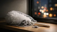 排水口ネットをハンディモップにかぶせるだけで、ホコリ掃除がラクになる小ワザ